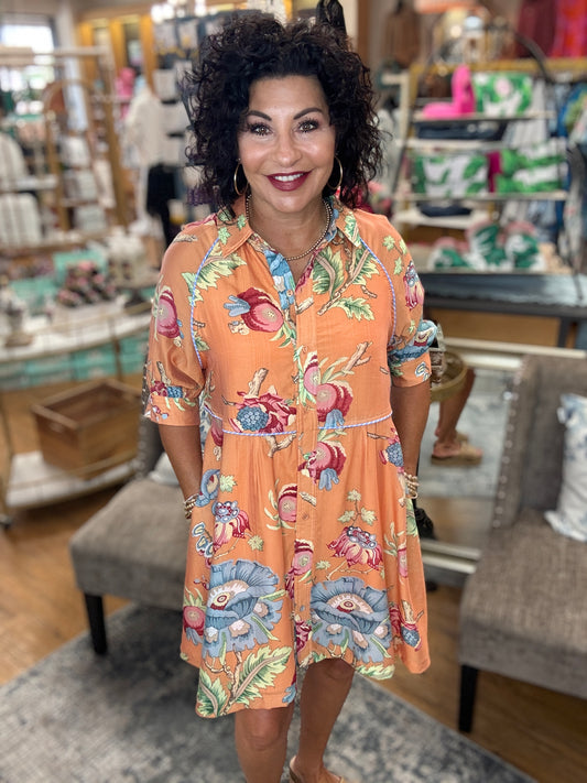 Floral Print Button Down Dress