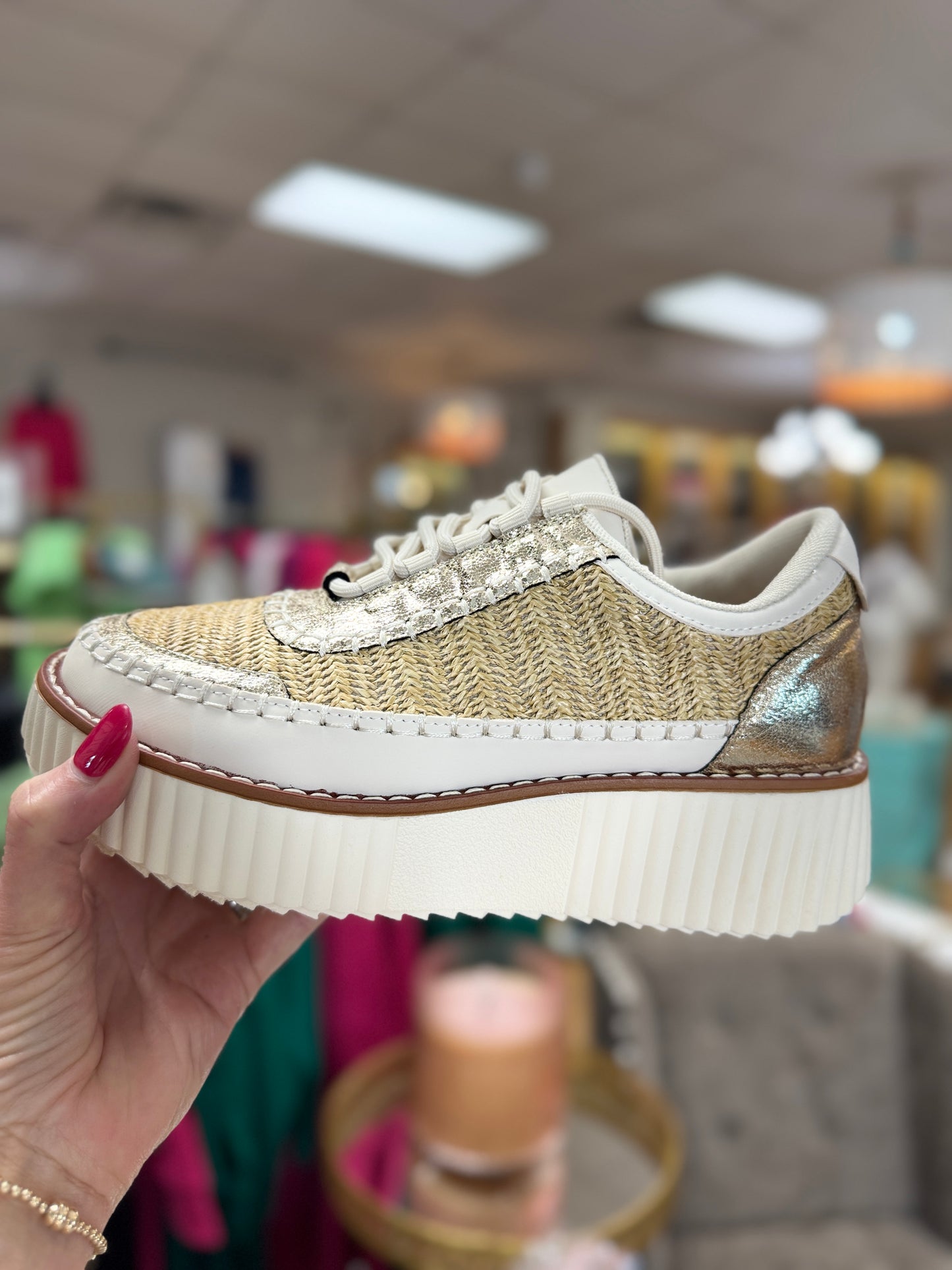 Raffia and Gold Tennis Shoe Sweet