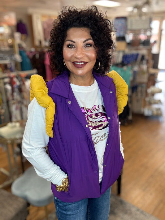 Puff Snap Button Vest w/Ruffle