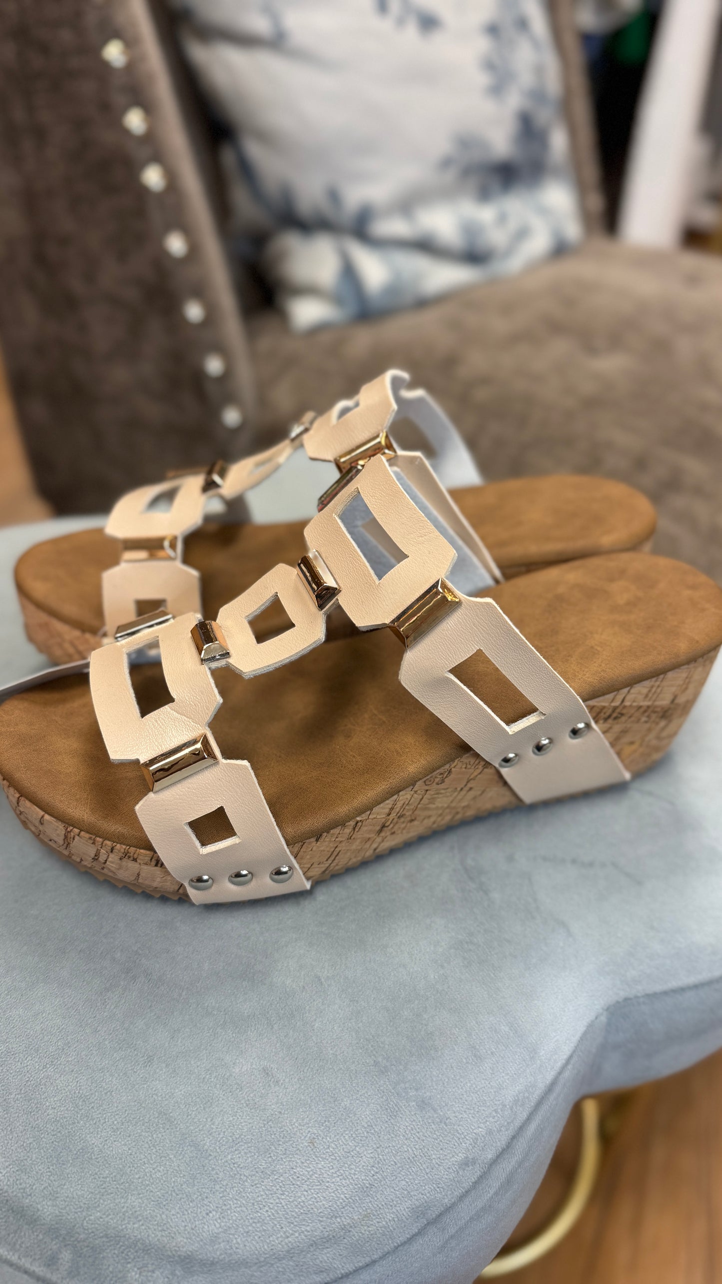 Retro Hollowed PU Leather Wedges