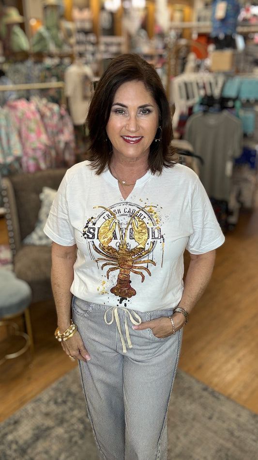 Striped Elastic Waistband Pants