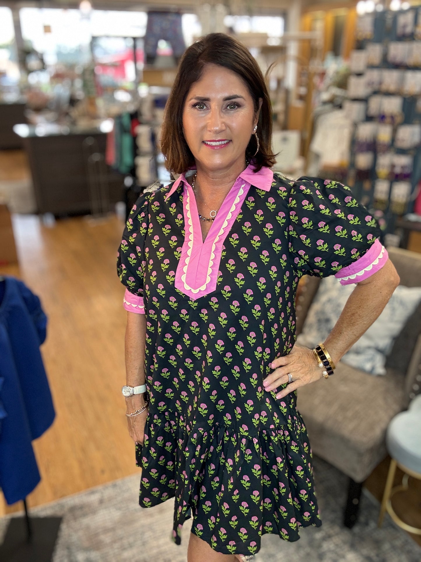 Floral drop waist dress