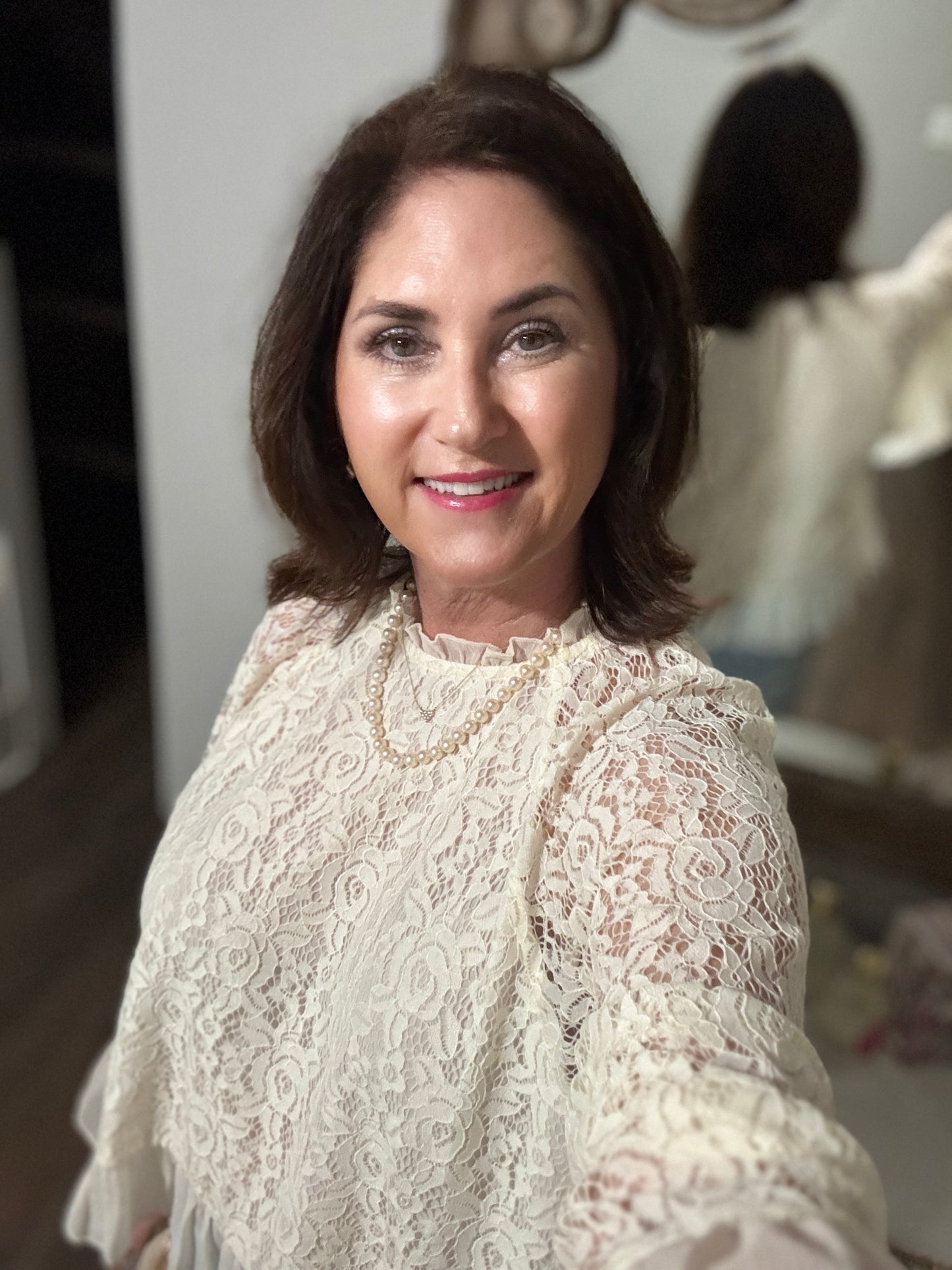 Ruffle Neck Lace Top