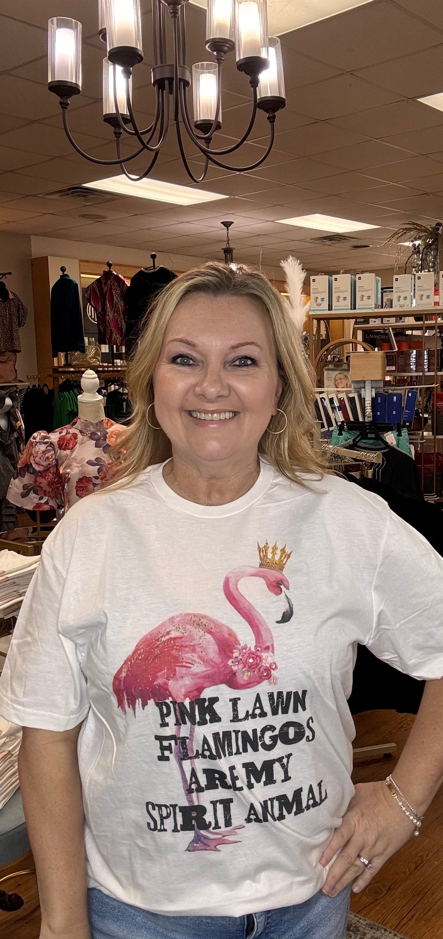 Pink Lawn Flamingos Bling Tee Shirt