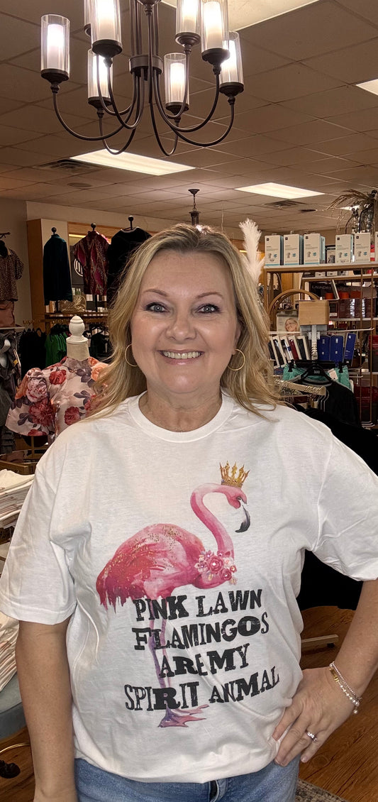 Pink Lawn Flamingos Bling Tee Shirt