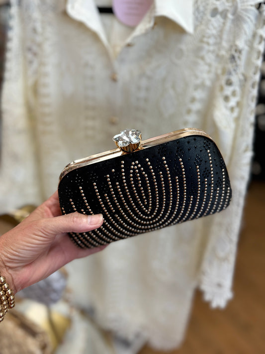 Black and Gold Studed Clutch