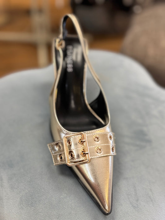 Pointed Toe Slingback Kitten Heels