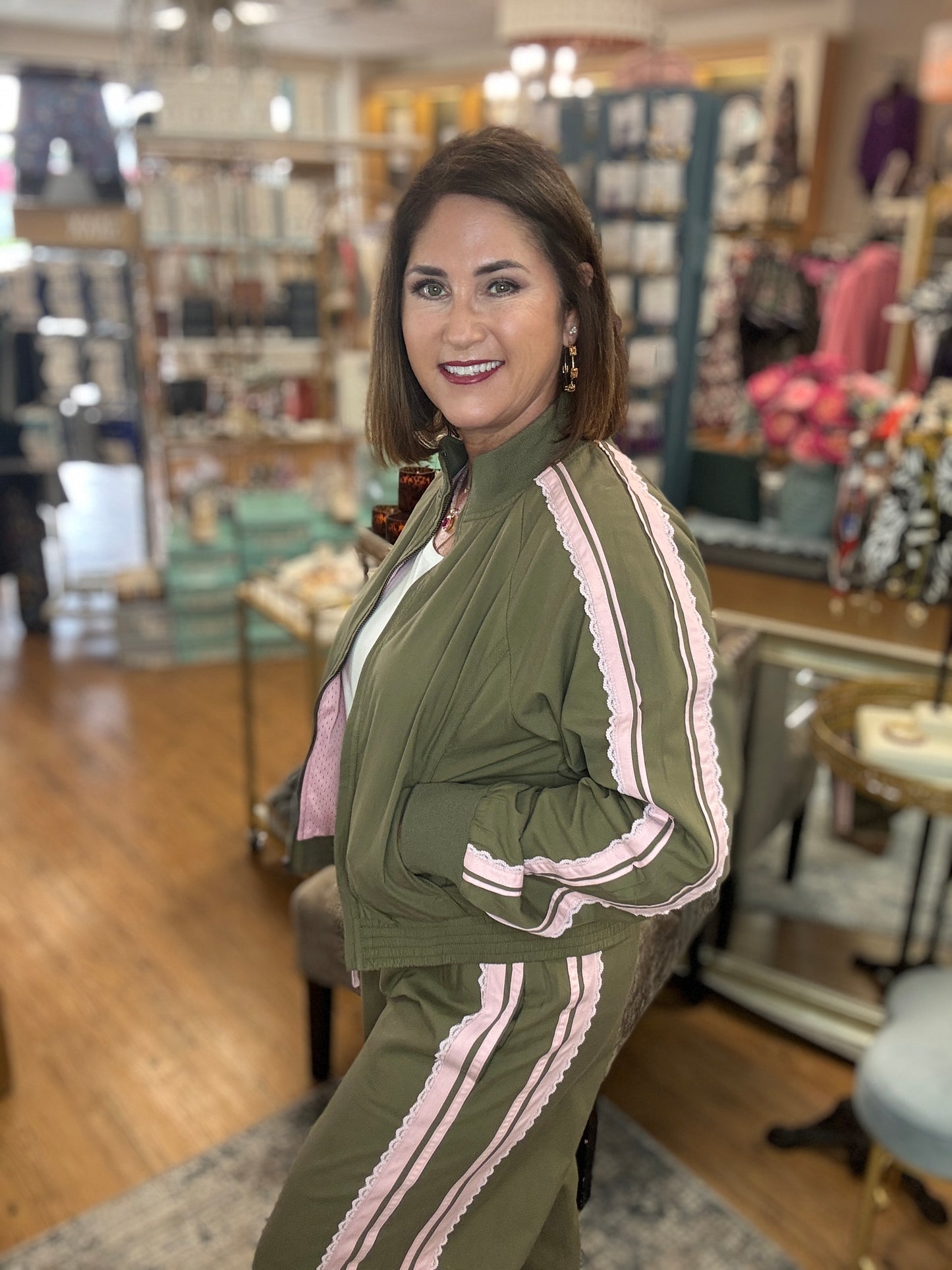 Lace Trim Zip up Jacket