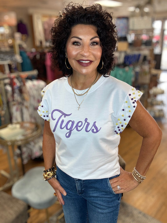Tiger Pearl Flutter Sleeve Top