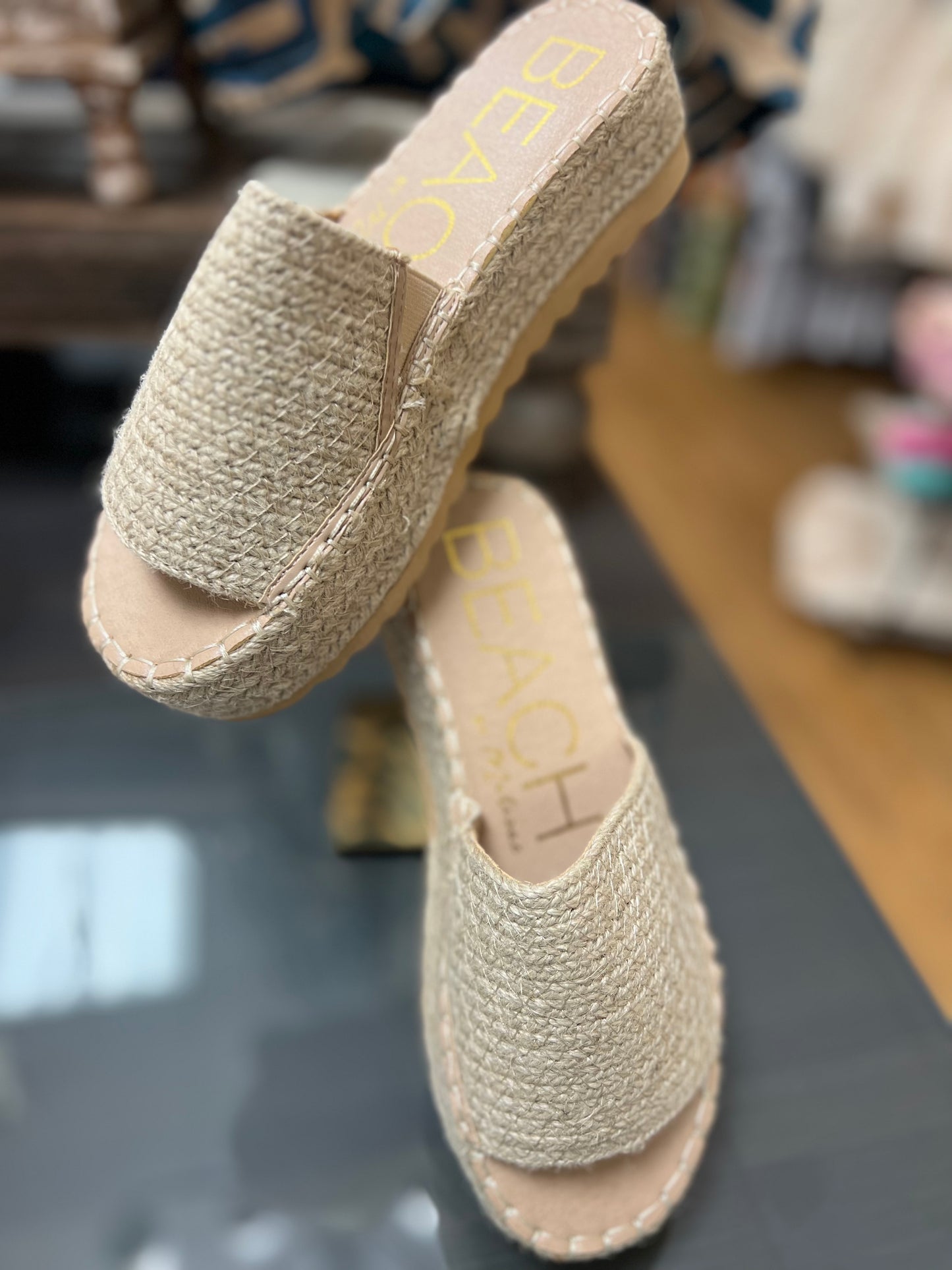 Del Mar Natural Raffia Slide Sandal