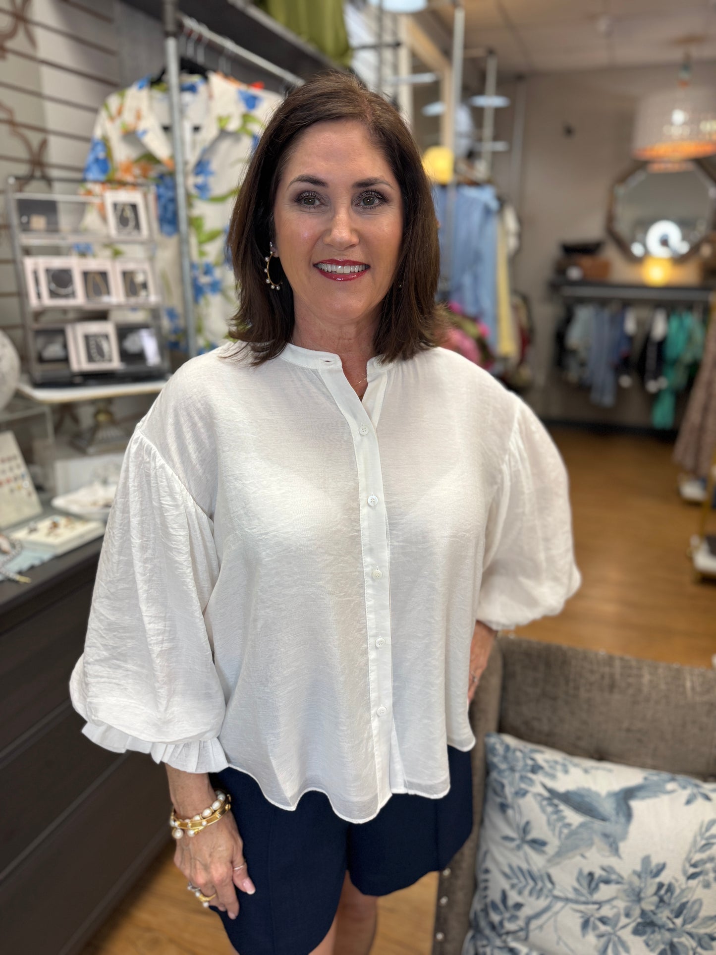 Puff Sleeve Button Down Shirt