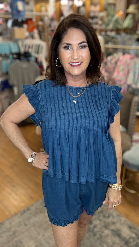 Pintuck Pleated Peplumed Shirt