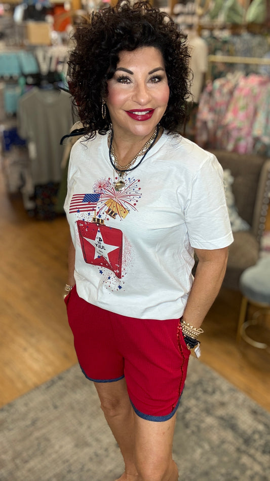 Red shorts with Sequin Accents