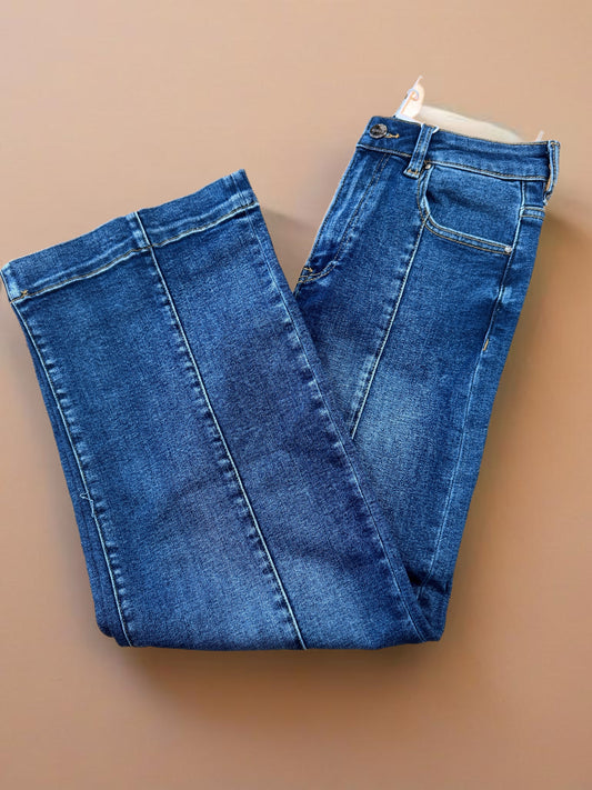 High Rise Seamed Wide Leg Jeans