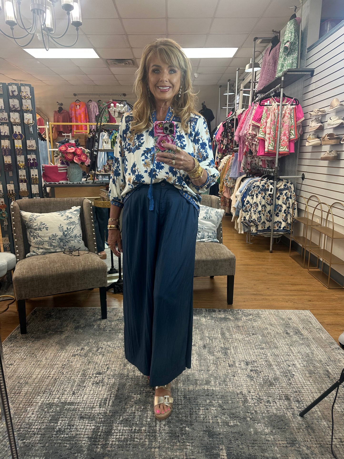 Tuck Front Detail Wide Leg Crop Pants