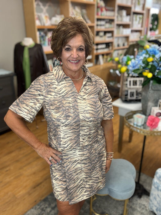 Animal print short sleeve top
