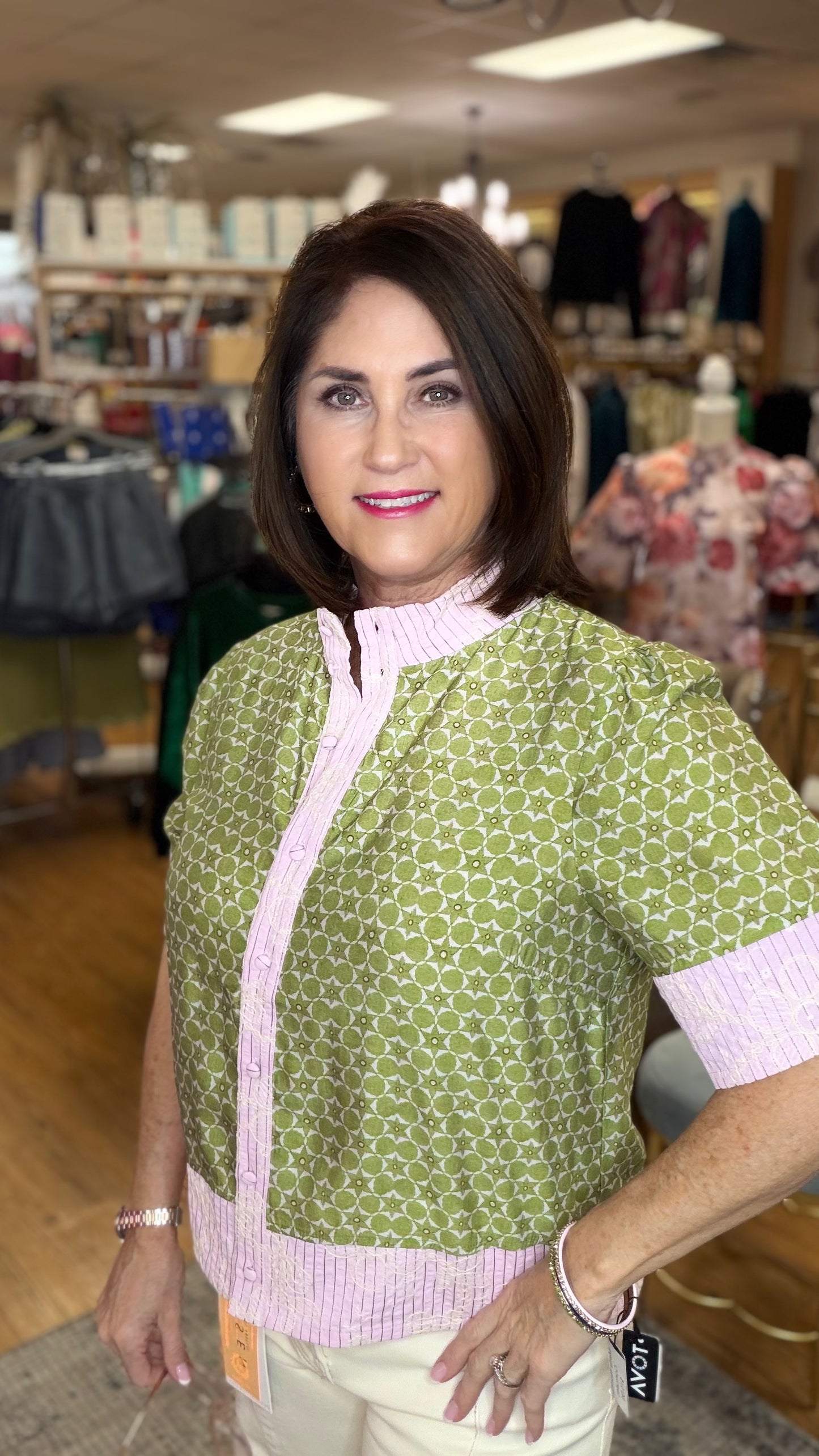 Button Down Floral Embroidered Top