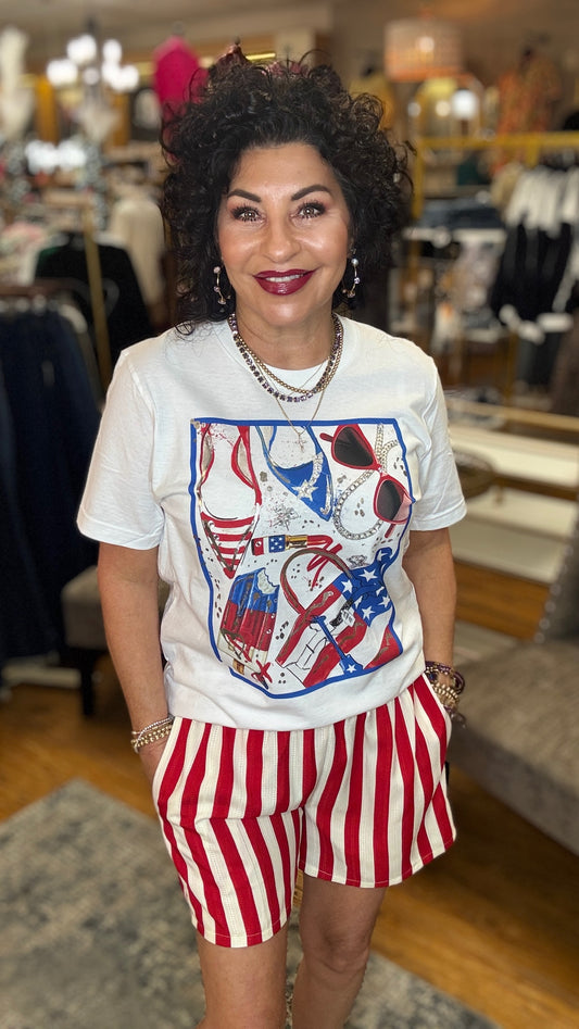 Waist Elastic Band Stripe Shorts