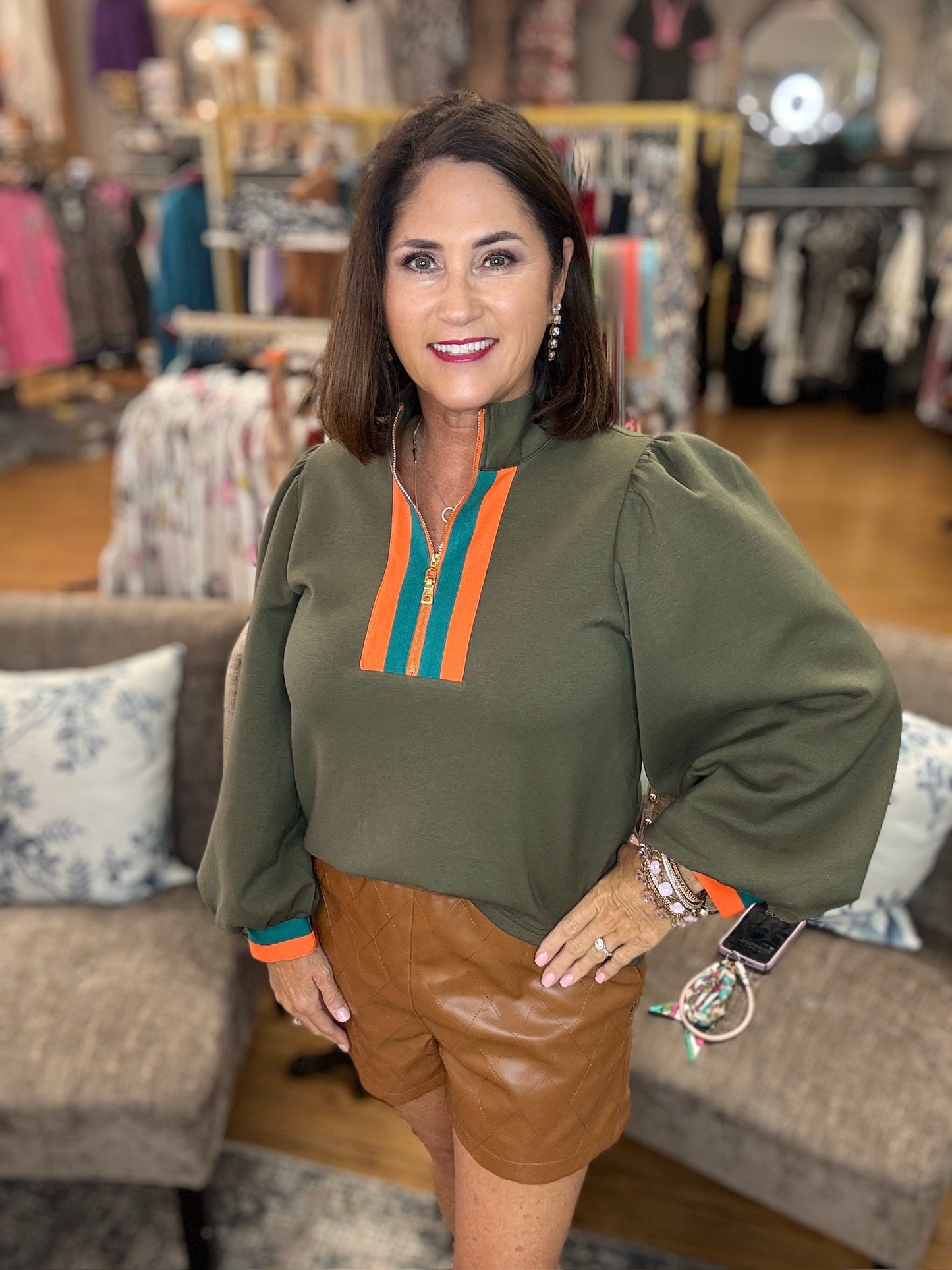 Quarter Zip Full Sleeve Contrast Trim