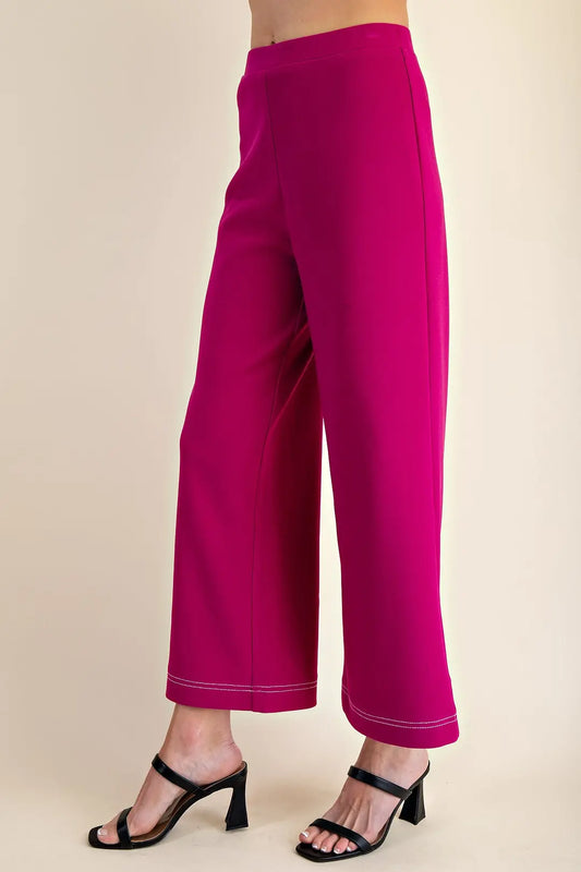 High Waist Elastic Band Stitch Line Pants