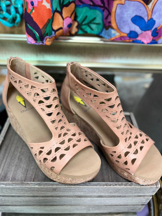 Aster faux leather perforated wedge