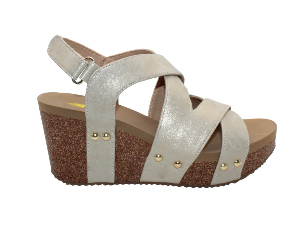 Tory Double Criss Cross Wedge Sandal