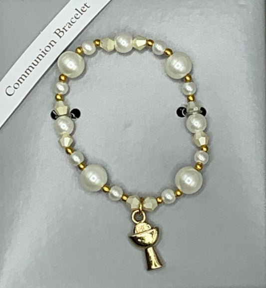 Communion bracelets pearl or crystal