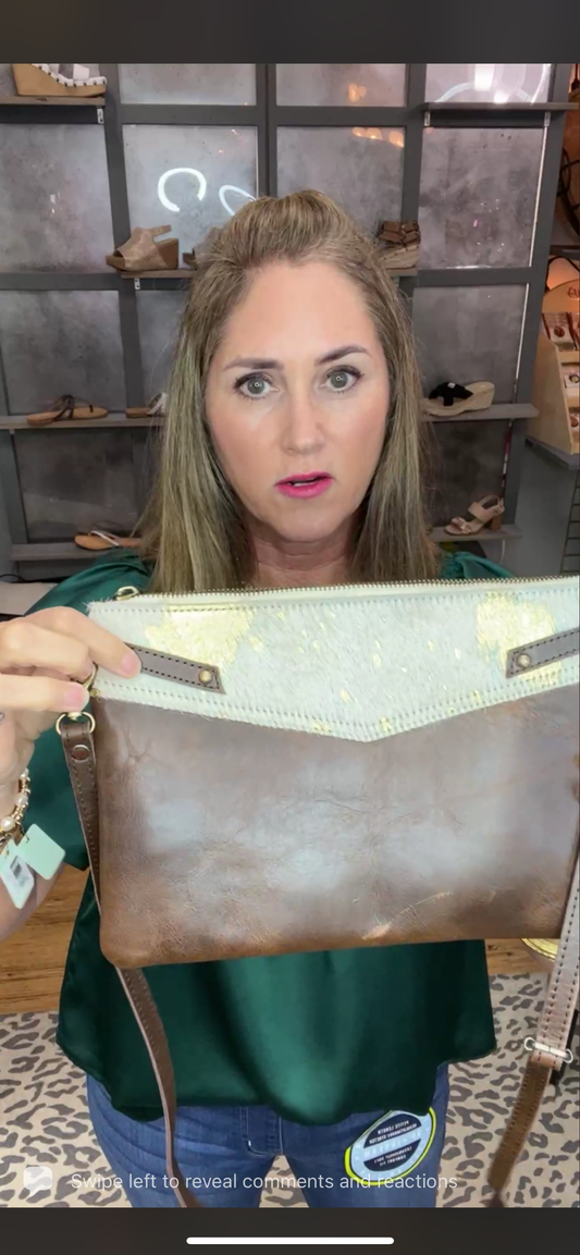 Brown leather clutch/crossbody