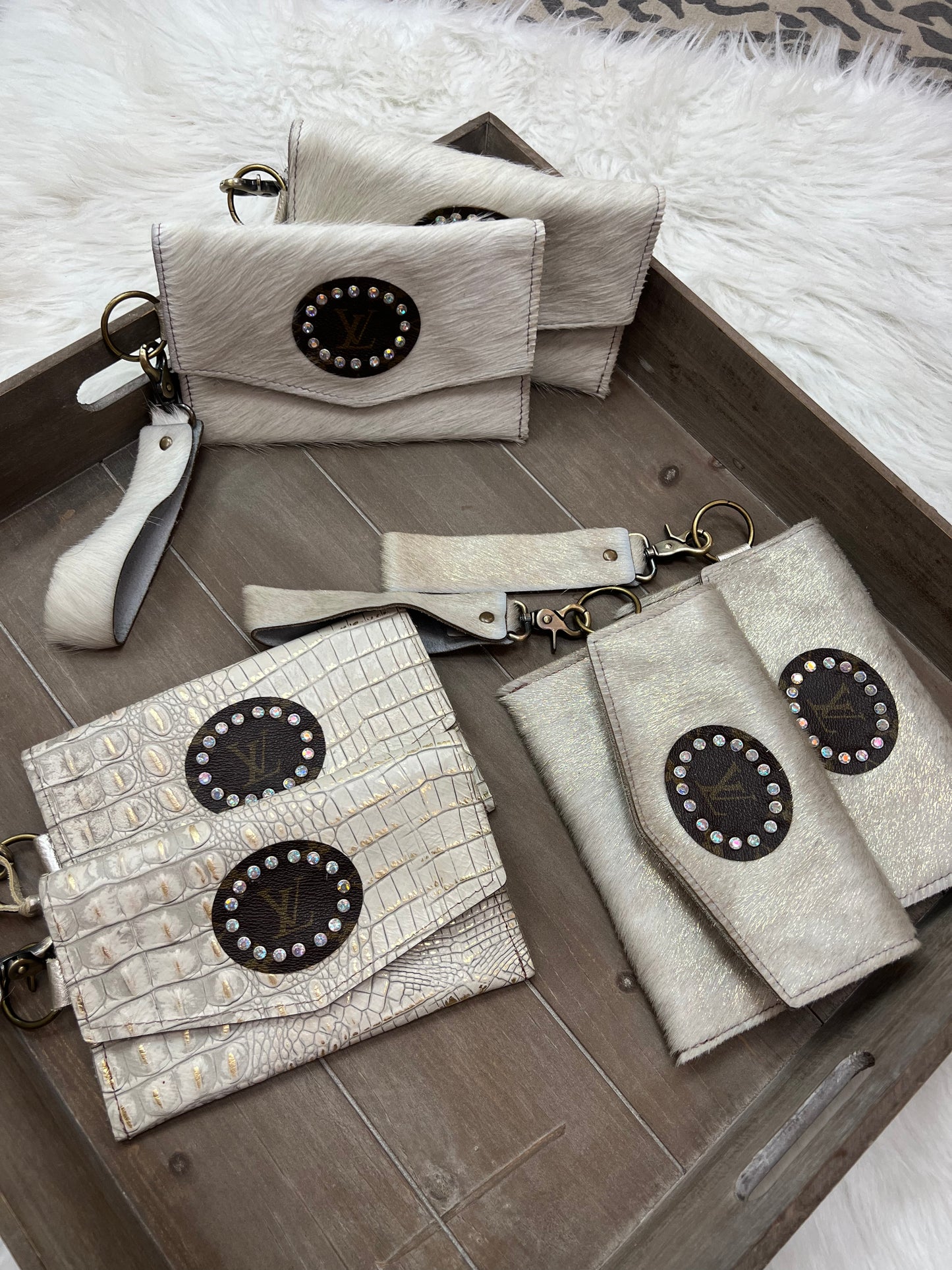 Repurposed Louie clutches all leather